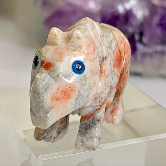Miniature RHINO Stone Carving Mini Figurine Steatite Soapstone Animal Figure 1.5 - Picture 2 of 12